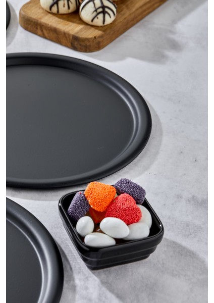 Şık 22CM Siyah Sunum Tepsisi, 6'lı Set, Avangart Tasarım