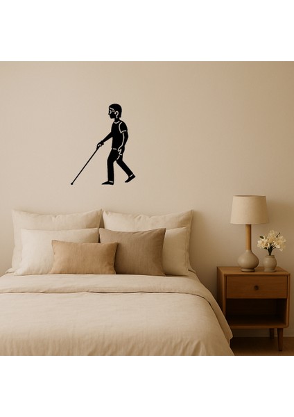 Beyaz Bastonlu Figür Dekoratif Tablo - CPT102396-5197