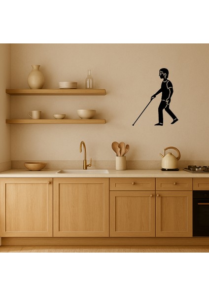 Beyaz Bastonlu Figür Dekoratif Tablo - CPT102396-5197 fiyatları