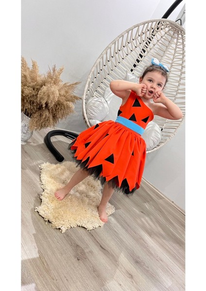 Turuncu Taş Devri Çakıl Kostümü, Eğlenceli ve Rahat Çocuk Giyim Seçeneği