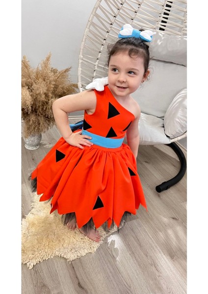 Turuncu Taş Devri Çakıl Kostümü, Eğlenceli ve Rahat Çocuk Giyim Seçeneği modelleri