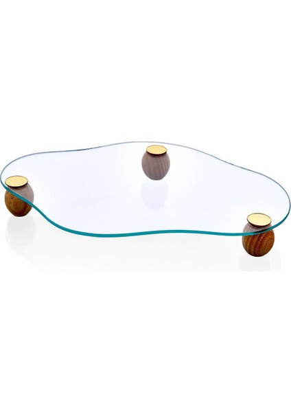 Beyaz Ahşap Ayaklı Bulut Şekilli Cam Tepsi, Makyaj, Takı, Mutfak ve Banyo Dekoru fırsatları