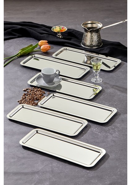 Krom Sunum Tepsisi, 33X13CM, Avangart Tasarım, 6'lı Set fiyatları