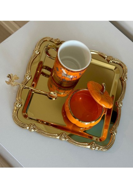 Altın Renk Kare Paslanmaz Çelik Tepsi, 21X21 Cm, Şık Servis ve Sunum Için Ideal fırsatları