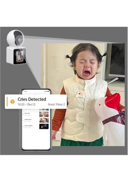 Akıllı Iç Mekan Kamerası 2.4 Wifi Çift Lens Bebek Kamerası / Ofis / Ev Için Mikrofonlu Wi-Fi Kamera modelleri