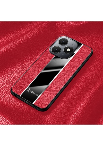 Tecno Spark 20 Uyumlu Kılıf Zebana Premium Deri Kılıf Kırmızı modelleri