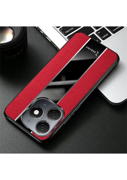 Tecno Spark 20 Uyumlu Kılıf Zebana Premium Deri Kılıf Kırmızı fırsatları