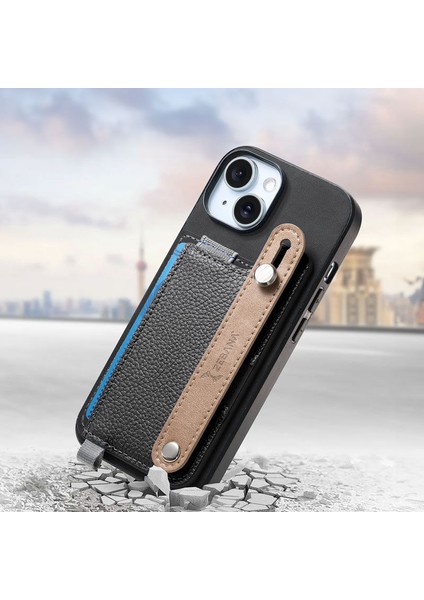 Apple iPhone 15 Plus Uyumlu Kılıf Zebana 2in1 Kartlıklı Best Deri Kılıf Siyah fiyatları