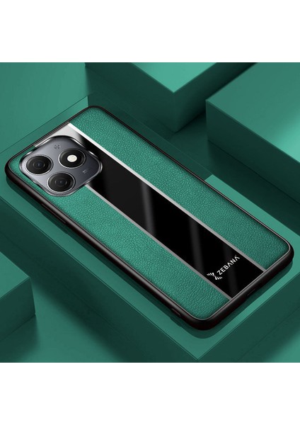 Tecno Spark 20 Uyumlu Kılıf Zebana Premium Deri Kılıf Yeşil
