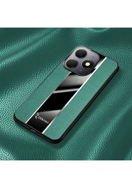 Tecno Spark 20 Uyumlu Kılıf Zebana Premium Deri Kılıf Yeşil modelleri