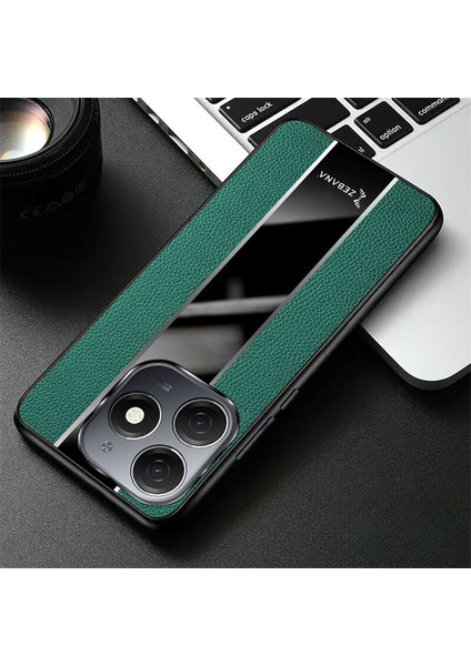 Tecno Spark 20 Uyumlu Kılıf Zebana Premium Deri Kılıf Yeşil fırsatları