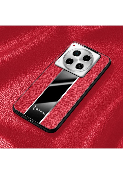 Tecno Camon 30 Pro Uyumlu Kılıf Zebana Premium Deri Kılıf Kırmızı modelleri