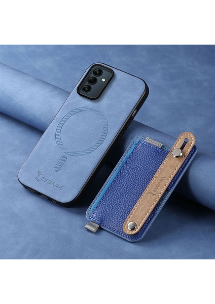 Samsung Galaxy A36 Uyumlu Kılıf Zebana 2in1 Kartlıklı Best Deri Kılıf Mavi