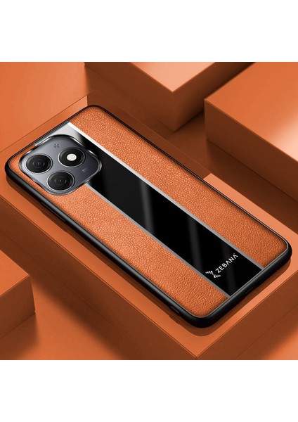 Tecno Spark 20 Uyumlu Kılıf Zebana Premium Deri Kılıf Kahverengi