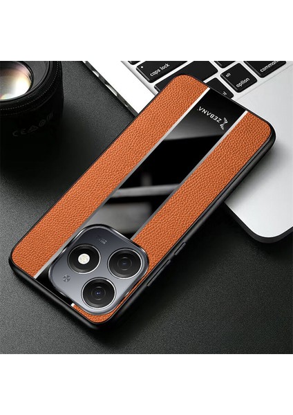 Tecno Spark 20 Uyumlu Kılıf Zebana Premium Deri Kılıf Kahverengi fırsatları