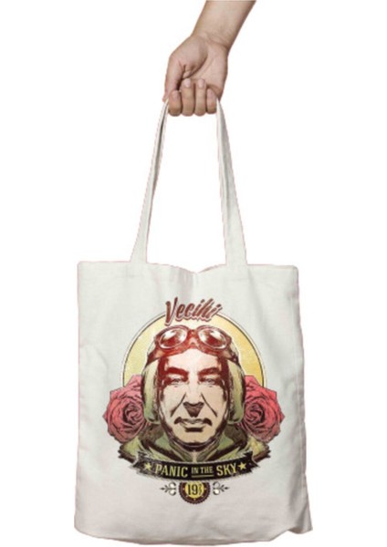 Vecihi Hür Kuş Pilot Iki Tarafı Kalıcı Baskılı Yıkanabilir Bez Çanta Omuz Çantası