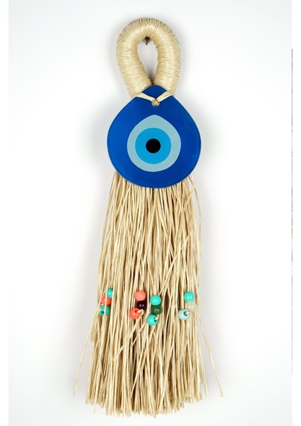 El Yapımı Mavi Füzyon Nazar Boncuklu Duvar Süsü, Şık ve Doğal Dekoratif Aksesuar fiyatları