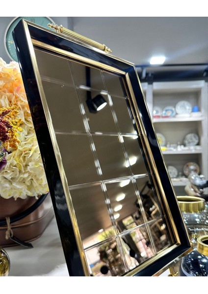 Siyah Aynalı Sunum Tepsisi, Lüks Çay ve Kahve Servis Tepsisi indirimleri