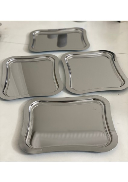 Paslanmaz Çelik 4'lü Dalgalı Model Sunum Tepsisi 26 cm modelleri