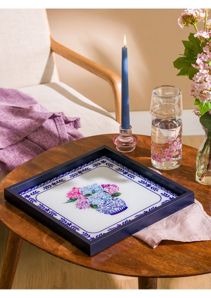 Renkli ve Şık Karışık Baskılı Dekoratif Tepsi 33X33 cm fiyatları