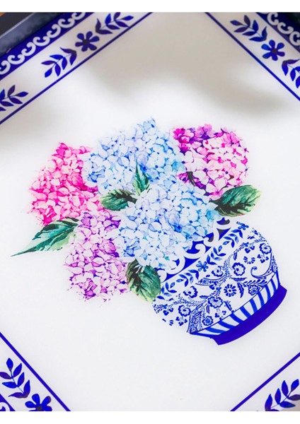 Renkli ve Şık Karışık Baskılı Dekoratif Tepsi 33X33 cm modelleri