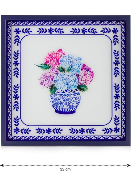 Renkli ve Şık Karışık Baskılı Dekoratif Tepsi 33X33 cm