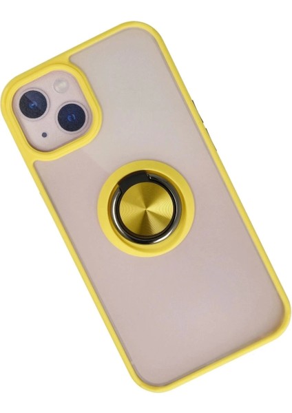 iPhone 13 Kılıf Montreal Yüzüklü Silikon Kapak - Sarı fiyatları