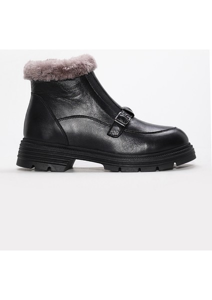Hakiki Deri Kürklü Kadın Klasik Bot 217KZA789-34