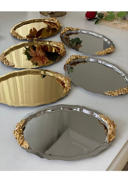 20X25 cm Renkli Oval Kulplu Sunum Tepsisi 6'lı Set fiyatları