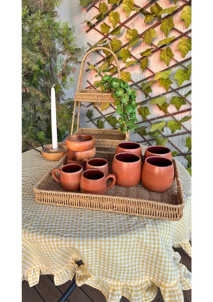 Kahverengi Rattan Orta Boy Tepsi, Doğal ve Şık Sunum Için Ideal Seçenek