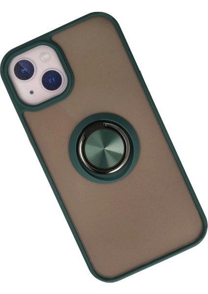 iPhone 13 Kılıf Montreal Yüzüklü Silikon Kapak - Yeşil fiyatları