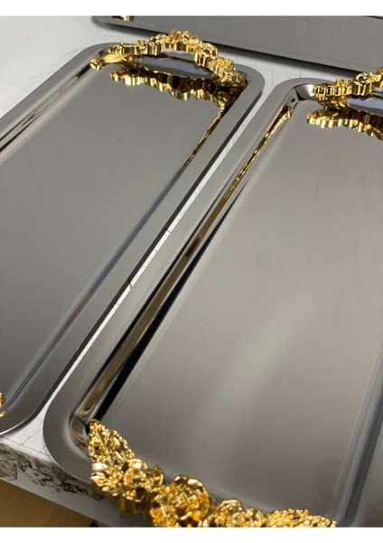 Paslanmaz Çelik Düzdörtgen 6'lı Servis ve Sunum Tabağı Seti fiyatları