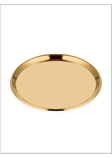 Altın Renkli Mini Sunum Tepsisi, 23,5 Cm, Şık ve Zarif Tasarım