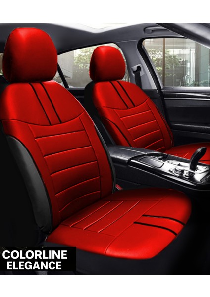 Nissan Bluebird Sylphy 2006–2012 Colorline Elegance Serisi Deri Kırmızı Siyah Koltuk Kılıfı