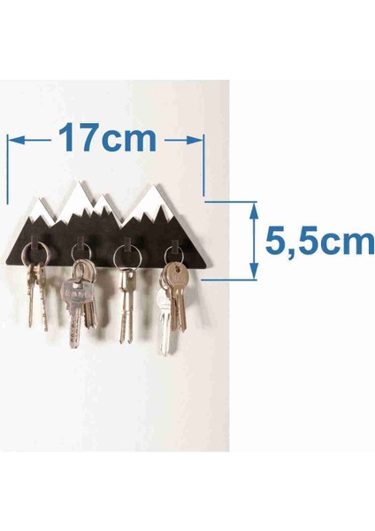 Karlı Dağ Temalı Dekoratif Anahtarlık ve Askılık Siyah Renk fırsatları