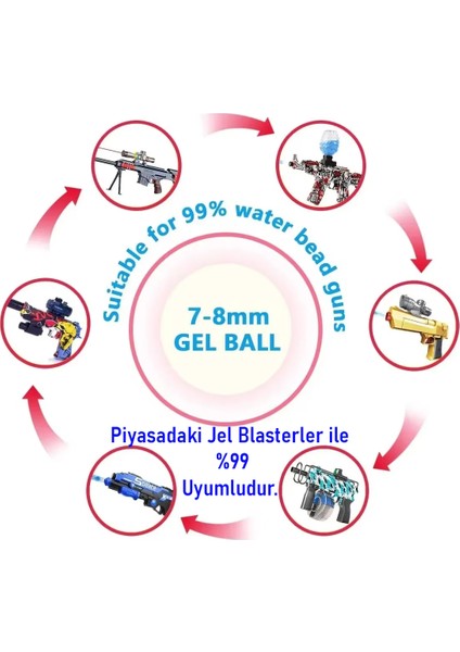 10 Paket Gel Blaster Jel Su Boncuğu Atan Oyuncak Tüfek Mermisi 7-8 mm Sadece Boncuk Gönderilir indirimleri