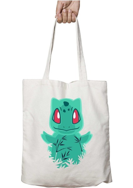Pokemon Bulbasaur Iki Tarafı Kalıcı Baskılı Yıkanabilir Çanta