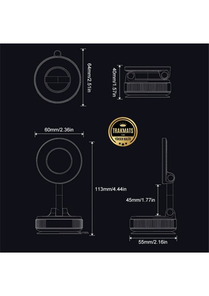 Renault Clio 4 2012-2013-2014-2015-2016-2017-2018-2019 Telefon Tutucu Hareketli Mekanizmalı Ayarlanabilir Vakumlu Neodimyum Güçlü Mıknatıslı