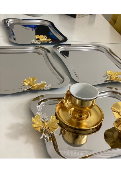 Şık Dalgalı Paslanmaz Çelik 6'lı Kelebekli Servis Tepsisi fiyatları