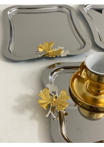 Şık Dalgalı Paslanmaz Çelik 6'lı Kelebekli Servis Tepsisi modelleri