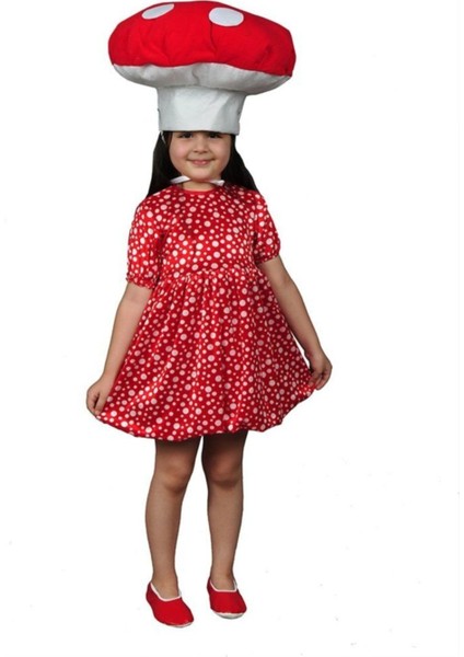 Kırmızı Renkli Sevimli Çocuk Mantar Kostümü, Eğlenceli ve Rahat Giyim Seçeneği