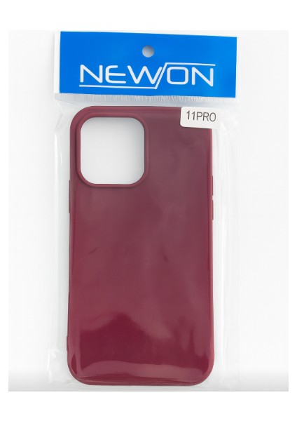 Newon iPhone 15 Pro Amblemsiz Renkli Silikon Kılıf Bordo