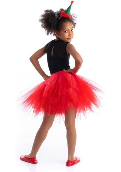 Kırmızı Tütü Etek ve Siyah Kızaklı Body Takım, Şık ve Rahat Kombinasyon fiyatları