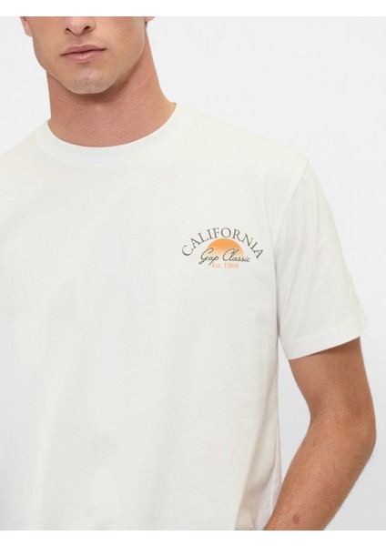 Erkek Beyaz Everyday Soft Relaxed Grafik T-Shirt modelleri