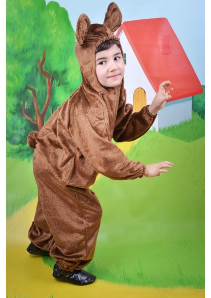 Sevimli Erkek Çocuk Ayı Kostümü, Kahverengi, Eğlenceli ve Rahat Giyim Seçeneği