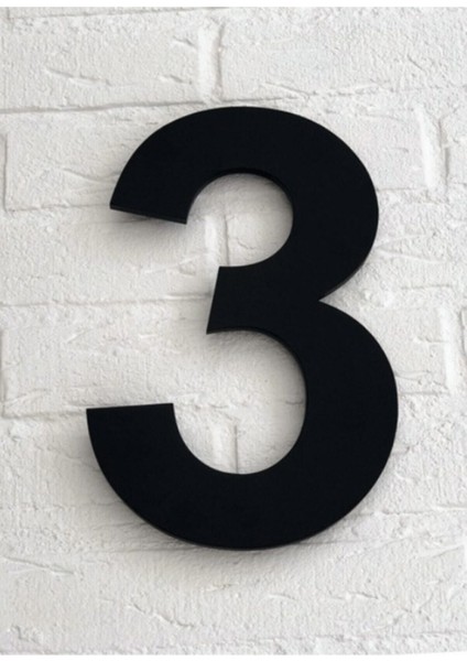 Şık Siyah Kapı Numarası No 3 15 Cm, Dayanıklı ve Estetik Tasarım