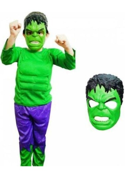 Yeşil Kaslı Hulk Çocuk Kostümü ve Maskesi, Eğlenceli Hediye Seti