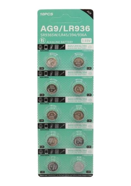 Ag9 LR936 1.5V Alkalin Düğme Pil (10'lu Paket)