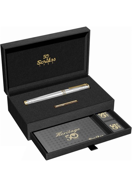 & WizDesign Heritage Dolma Kalem Gold Krom M Uç ( Ömür Boyu Garantili - Lüks Kutulu - İsme Özel Tasarım )