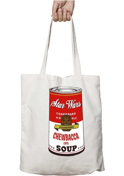 Star Wars Campbells Soup Chewbacca Andy Warhol Iki Tarafı Kalıcı Baskılı Yıkanabilir Çanta